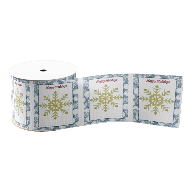 Christmas Decorative Ribbon, Happy Holidays Grosgrain Ribbon (Spool)