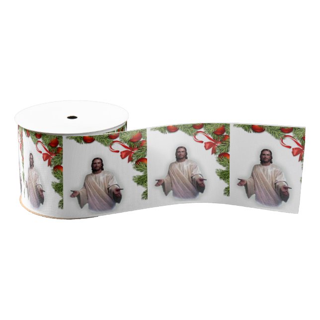 Christmas Decorative Ribbon, Jesus Christ Grosgrain Ribbon (Spool)