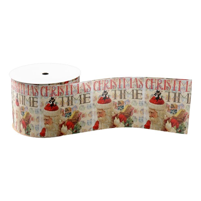 Christmas Decorative Ribbon, Merry Christmas Grosgrain Ribbon (Spool)