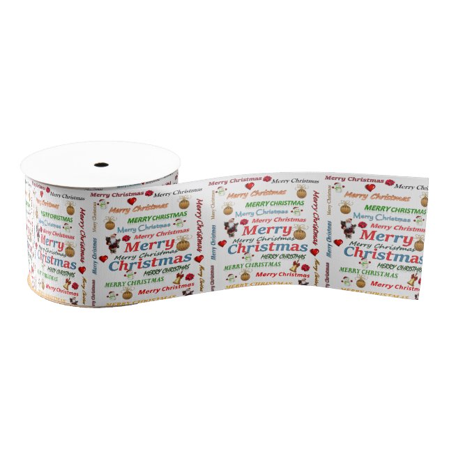 Christmas Decorative Ribbon, Merry Christmas Grosgrain Ribbon (Spool)