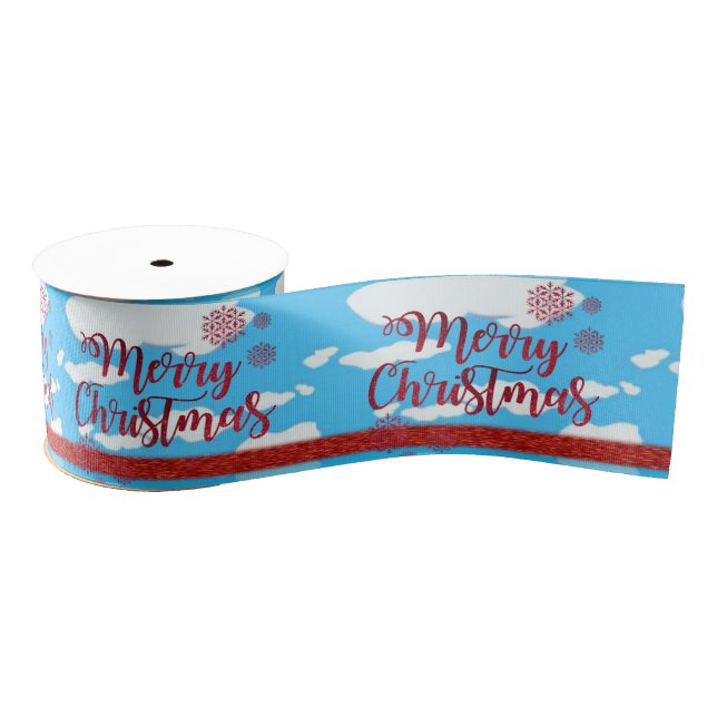 Christmas Decorative Ribbon, Merry Christmas Grosgrain Ribbon (Spool)