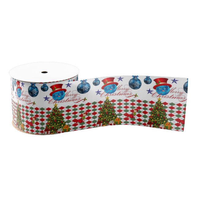 Christmas Decorative Ribbon, Merry Christmas Grosgrain Ribbon (Spool)