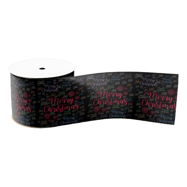 Christmas Decorative Ribbon, Merry Christmas Grosgrain Ribbon (Spool)