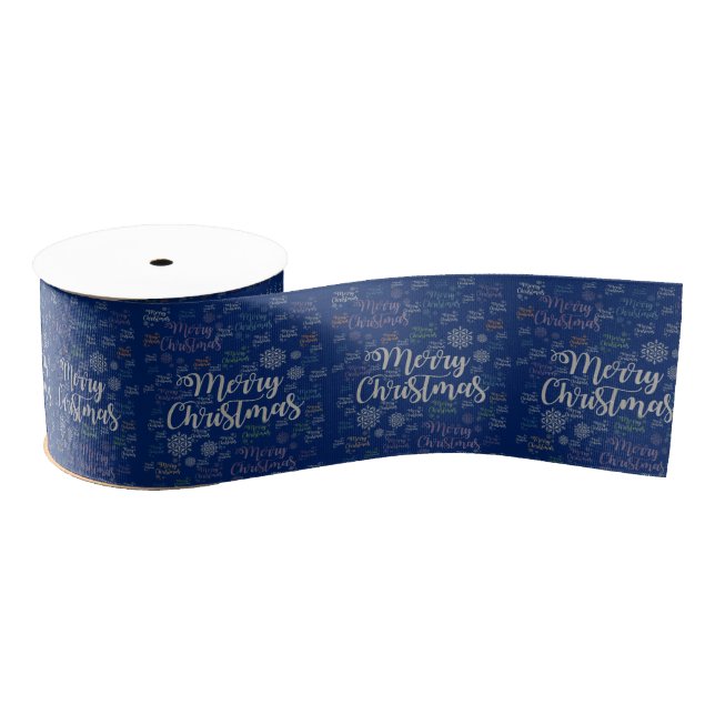 Christmas Decorative Ribbon, Merry Christmas Grosgrain Ribbon (Spool)