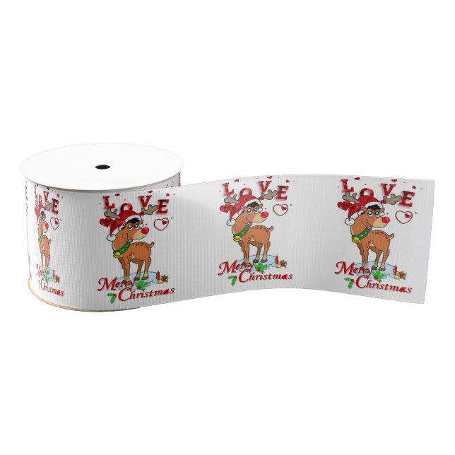 Christmas Decorative Ribbon, Merry Christmas Grosgrain Ribbon (Spool)
