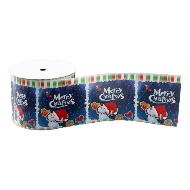 Christmas Decorative Ribbon, Merry Christmas Grosgrain Ribbon (Spool)