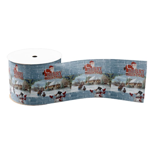Christmas Decorative Ribbon, Merry Christmas Grosgrain Ribbon (Spool)