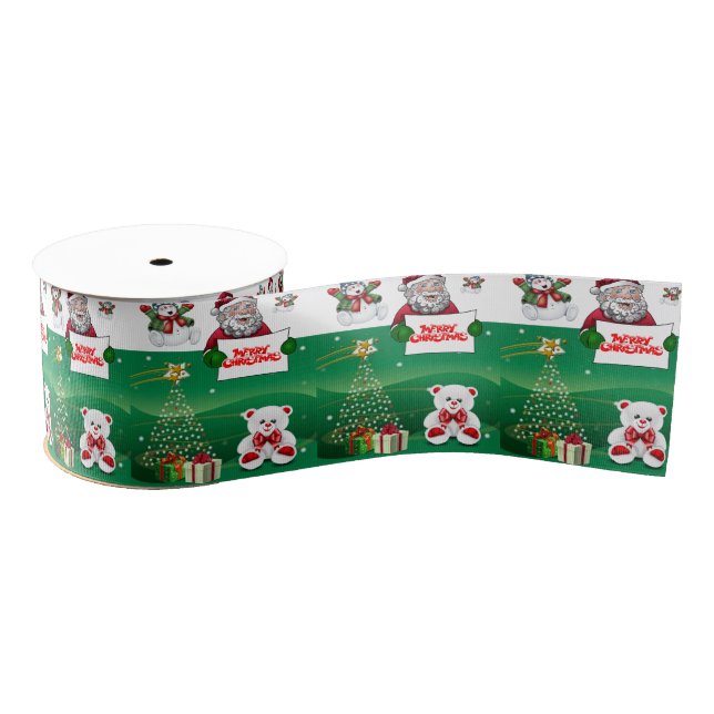 Christmas Decorative Ribbon, Merry Christmas Grosgrain Ribbon (Spool)