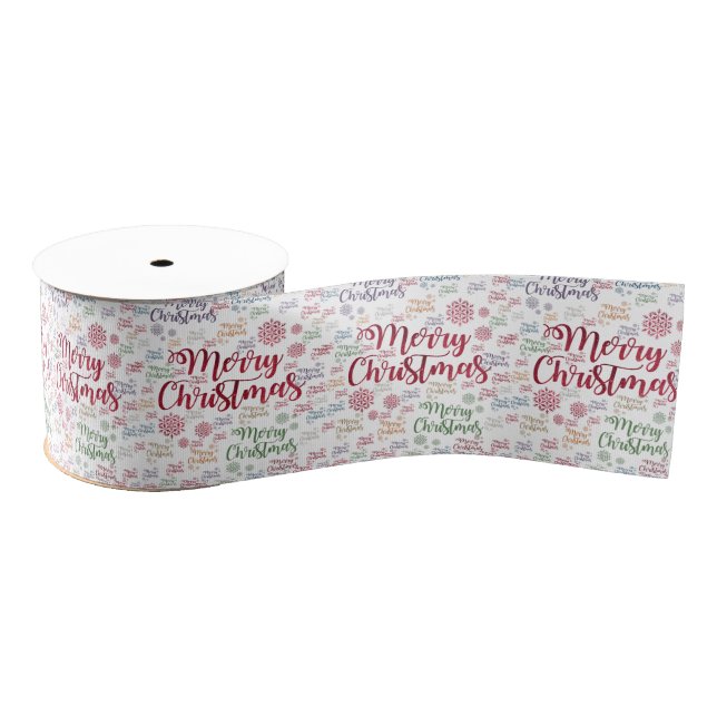 Christmas Decorative Ribbon, Merry Christmas Grosgrain Ribbon (Spool)