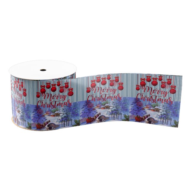 Christmas Decorative Ribbon, Merry Christmas Grosgrain Ribbon (Spool)