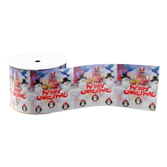 Christmas Decorative Ribbon, Merry Christmas Grosgrain Ribbon (Spool)