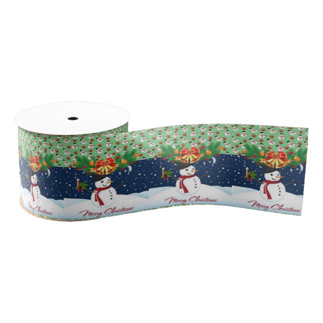 Christmas Decorative Ribbon, Merry Christmas Grosgrain Ribbon (Spool)