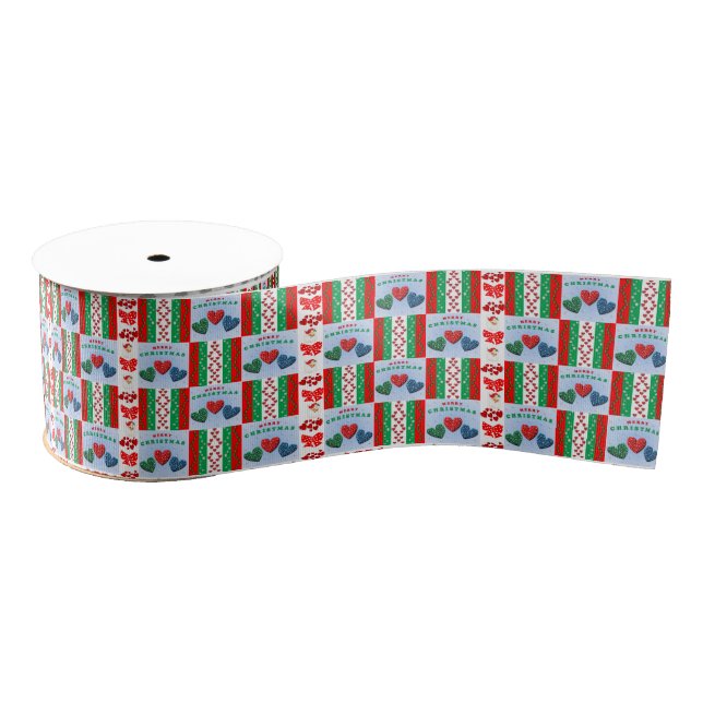 Christmas Decorative Ribbon, Merry Christmas Grosgrain Ribbon (Spool)