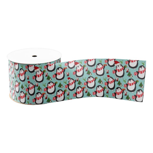 Christmas Decorative Ribbon, Penguin Grosgrain Ribbon (Spool)
