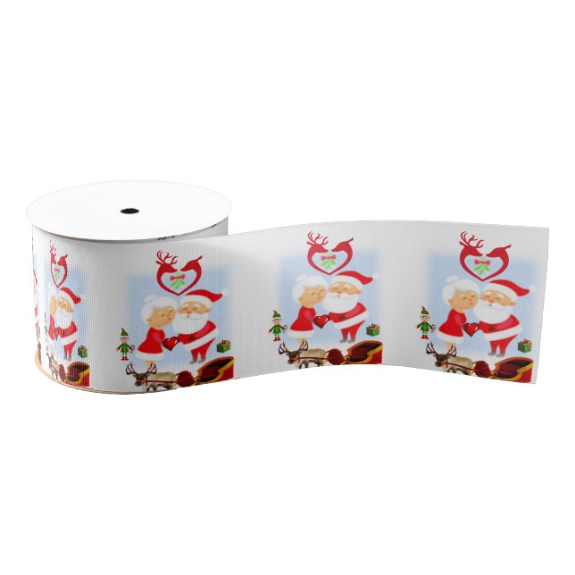 Christmas Decorative Ribbon, Santa Grosgrain Ribbon (Spool)
