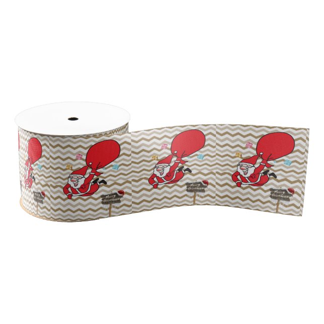 Christmas Decorative Ribbon, Santa Grosgrain Ribbon (Spool)