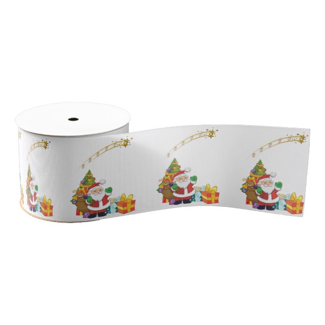 Christmas Decorative Ribbon, Santa Grosgrain Ribbon (Spool)