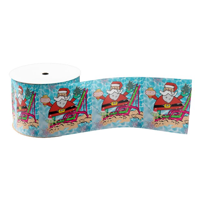 Christmas Decorative Ribbon, Santa Grosgrain Ribbon (Spool)