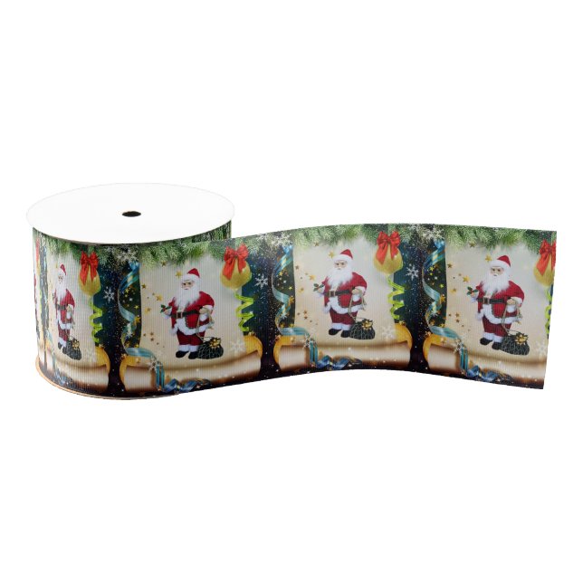 Christmas Decorative Ribbon, Santa Grosgrain Ribbon (Spool)