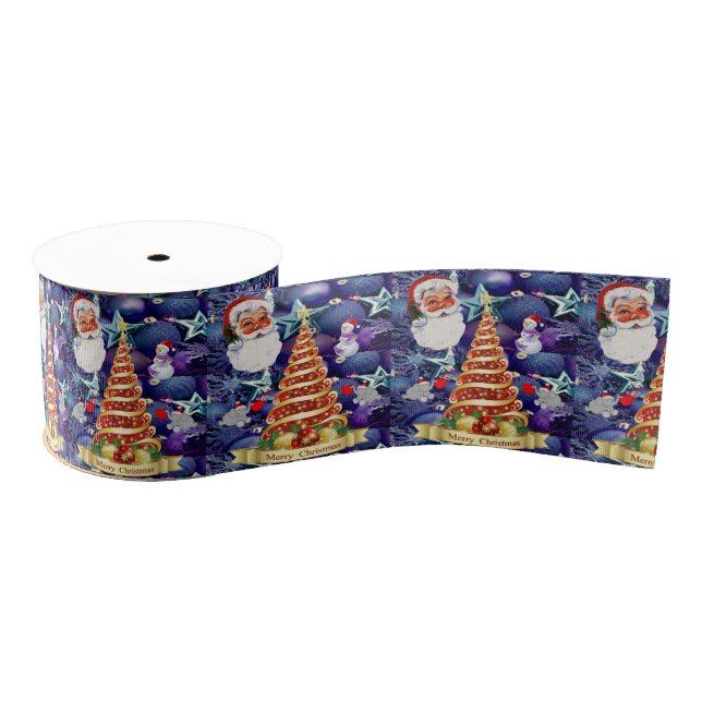 Christmas Decorative Ribbon, Santa Grosgrain Ribbon (Spool)