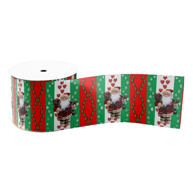 Christmas Decorative Ribbon, Santa Grosgrain Ribbon (Spool)