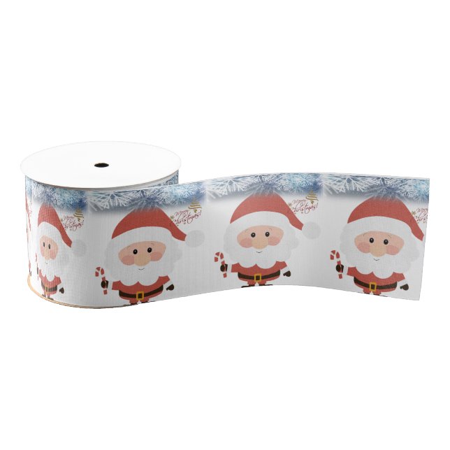 Christmas Decorative Ribbon, Santa Grosgrain Ribbon (Spool)