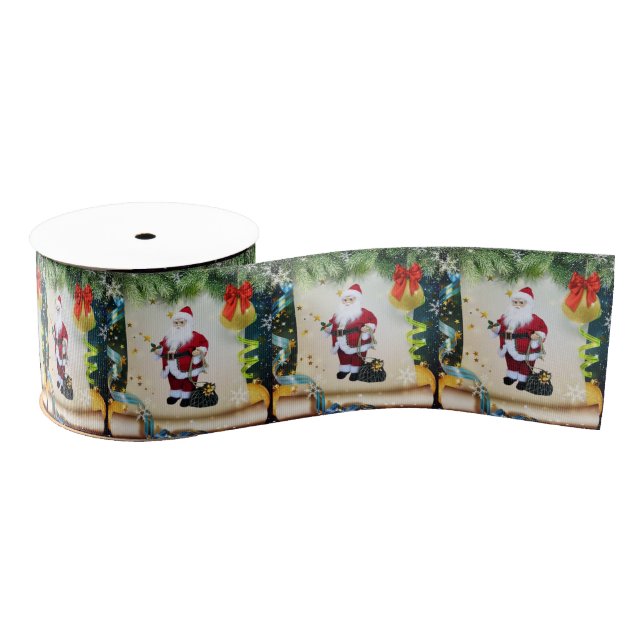 Christmas Decorative Ribbon, Santa Grosgrain Ribbon (Spool)