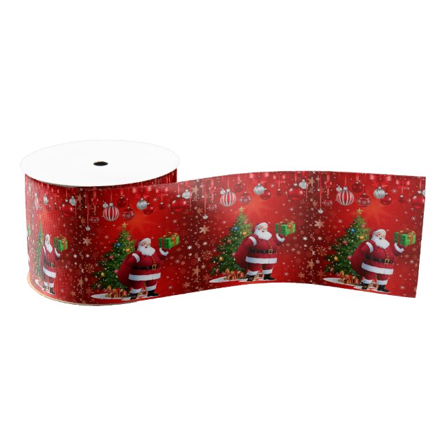 Christmas Decorative Ribbon, Santa Grosgrain Ribbon (Spool)