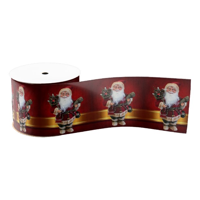 Christmas Decorative Ribbon, Santa Grosgrain Ribbon (Spool)