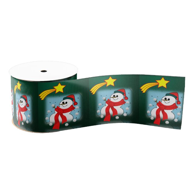 Christmas Decorative Ribbon, Snowman Grosgrain Ribbon (Spool)