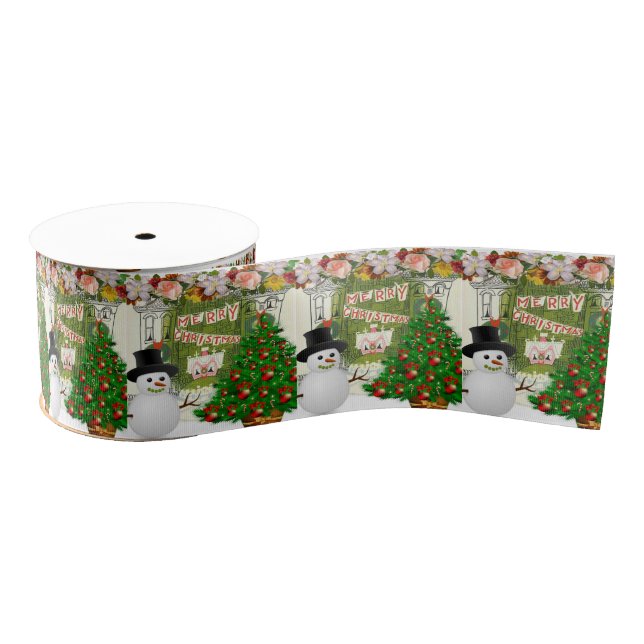 Christmas Decorative Ribbon, Snowman Grosgrain Ribbon (Spool)