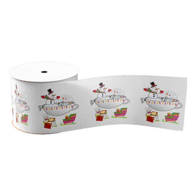 Christmas Decorative Ribbon, Snowman  Grosgrain Ribbon (Spool)