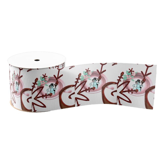 Christmas Decorative Ribbon, Snowman  Grosgrain Ribbon (Spool)