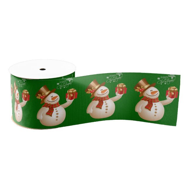 Christmas Decorative Ribbon, Snowman Grosgrain Ribbon (Spool)