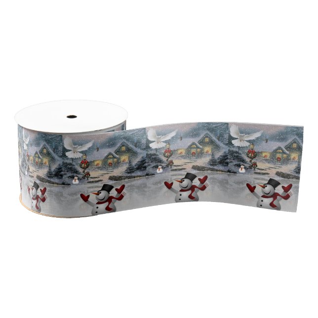 Christmas Decorative Ribbon, Snowman Grosgrain Ribbon (Spool)