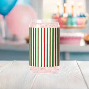 Christmas Decorative Stripes Can Glass