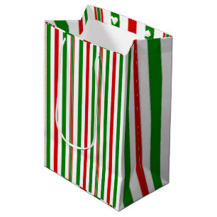 Christmas Decorative Stripes Medium Gift Bag