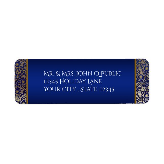 Christmas Deep Blue Gold Snowflake Filigree (Front)