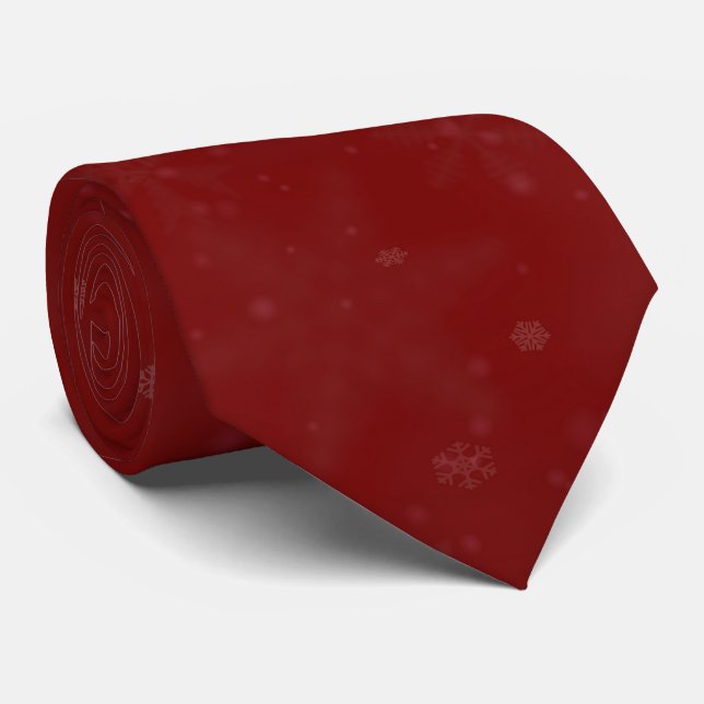 Christmas Deep Red Snowflake Neck Tie (Rolled)