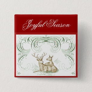 Christmas Deer 15 Cm Square Badge
