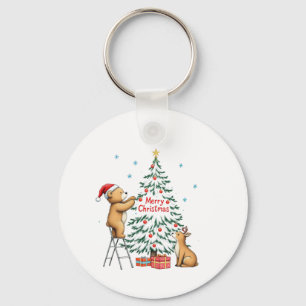 Christmas deer and bear key ring