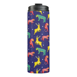 Christmas deer and tiger. Colour trends!_ Thermal Tumbler