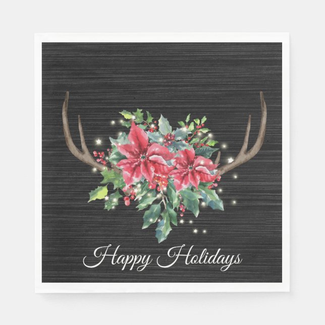 Christmas Deer Antler with Lights Napkin (Front)