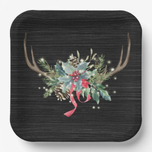 Christmas Deer Antler with Lights Paper Plate