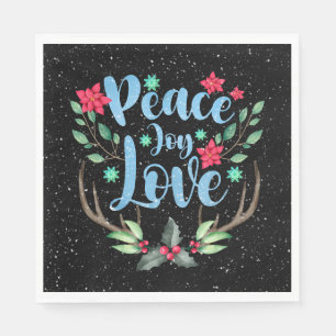 Christmas Deer Antlers in Snowflakes Napkin