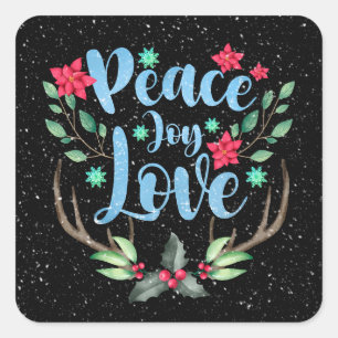 Christmas Deer Antlers in Snowflakes Square Sticker