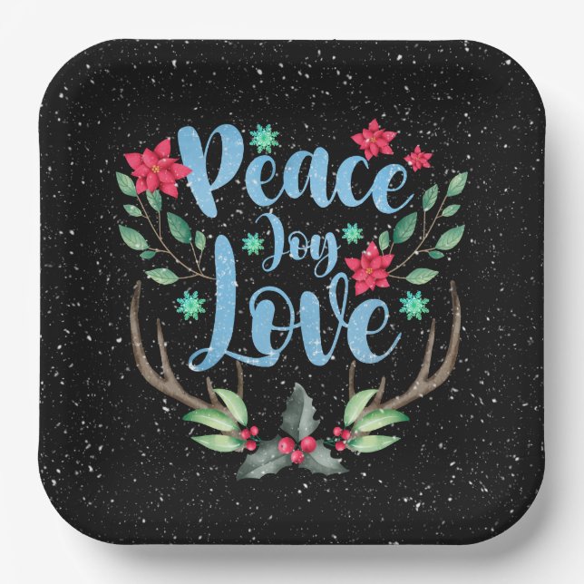 Christmas Deer Antlers with Holly Paper Plate (Front)