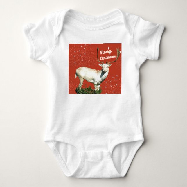 Christmas Deer Baby Bodysuit (Front)