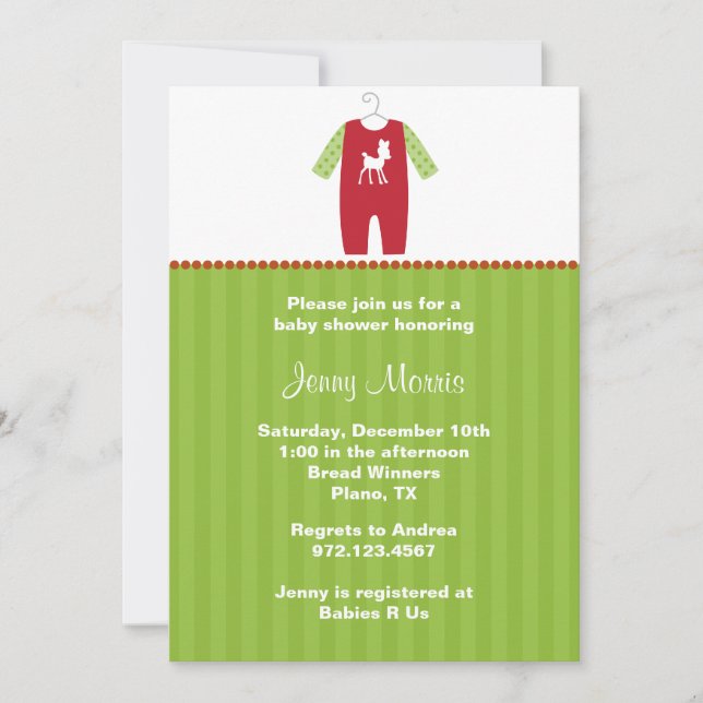 Christmas Deer Baby Shower Invitations (Front)
