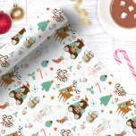 Christmas Deer Bears Snowmen Wrapping Paper<br><div class="desc">Make your holiday gifts extra festive with this fun Christmas wrapping paper featuring a playful pattern of deer, bears, snowmen, and holiday greetings. With a bright and cheerful design, this paper is perfect for wrapping gifts for kids, family gatherings, or holiday parties. The high-quality paper ensures your presents will stand...</div>